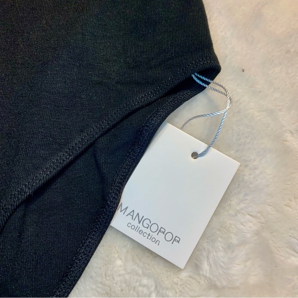 NWT Bodysuit XS MangoPop Black Long Sleeves Ruffled Straps Soft Stretchy - Picture 7 of 13